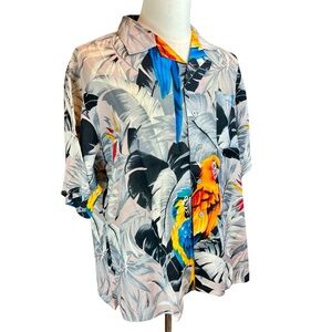 ISLANDER Vintage Hawaiian Camp Shirt Sz XL Parrots Tropical Vacation‎ Resort